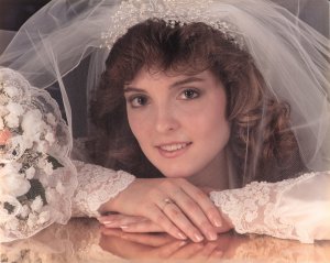 Amy on our wedding day 8.12.89